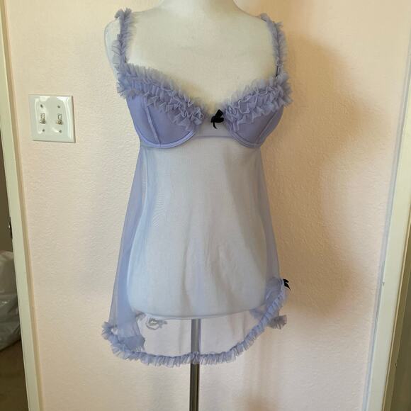 Victoria's Secret Other - Victoria’s Secret Lavender Babydoll Lingerie Set 36B Silk Panty M/L